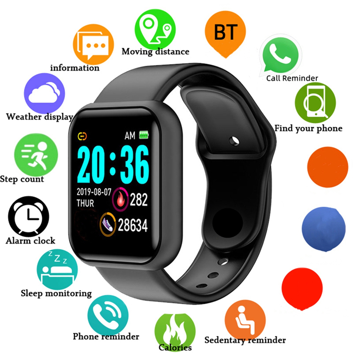 Health Wellness Bracelet - Męskie smartwatche z kolorowym ekranem Bluetooth