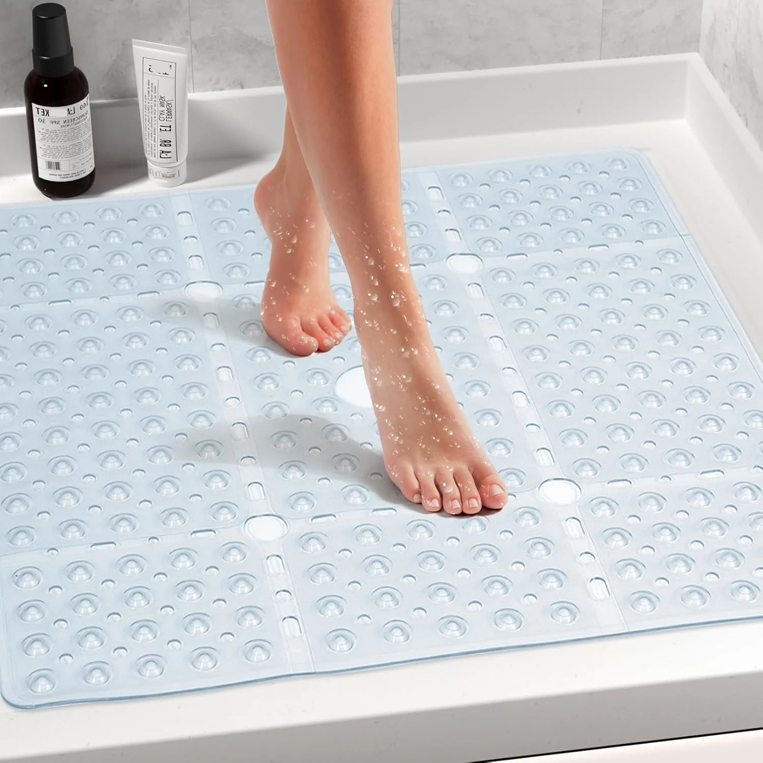 Bamboo Bath Mat - Kwadratowa mata pod prysznic, 69x69 cm,